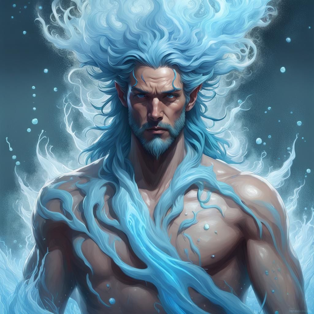 Majestic Water Spirit God in Hyperdetailed Portrait