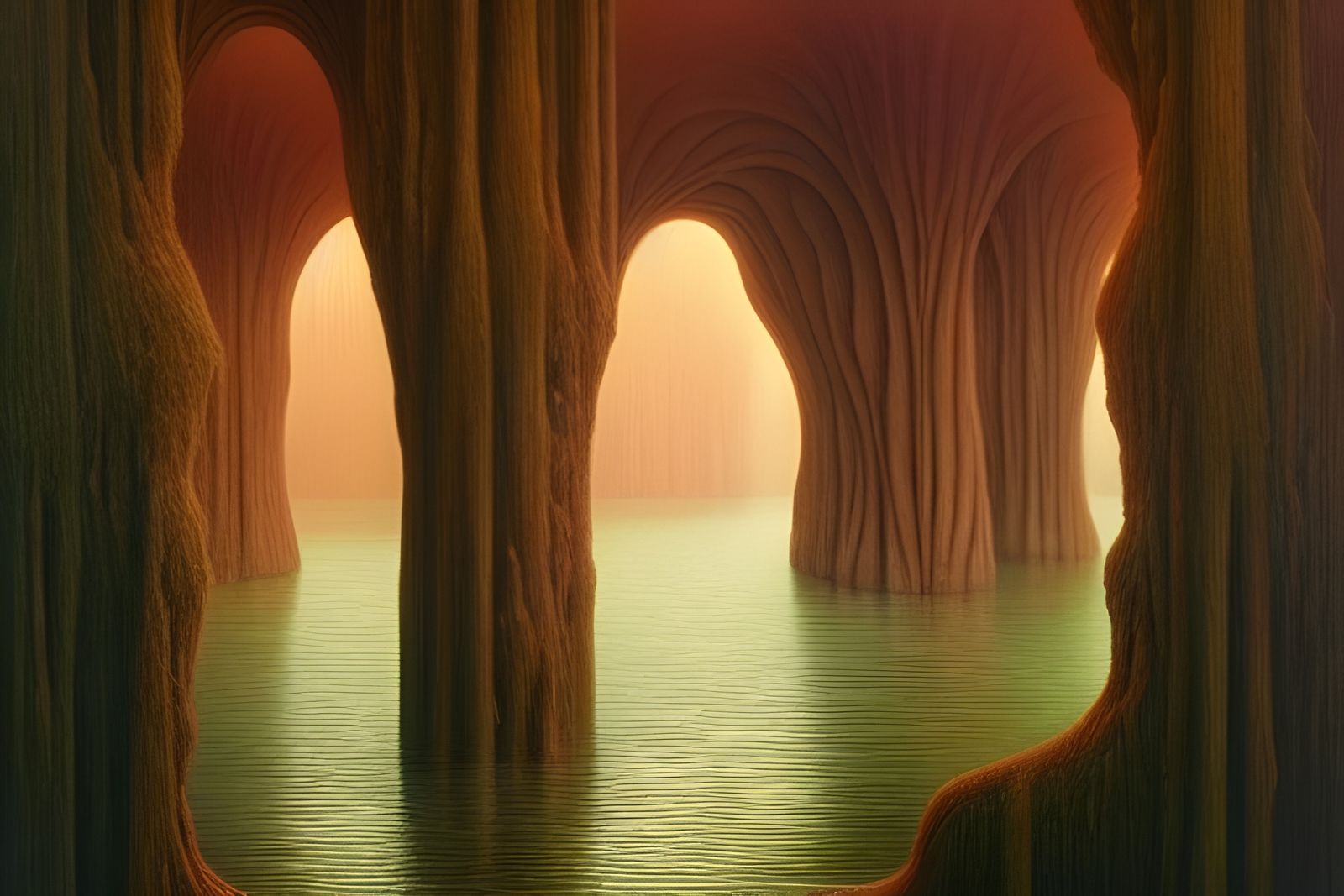 Surreal Sandstone Arches in Flooded Forest