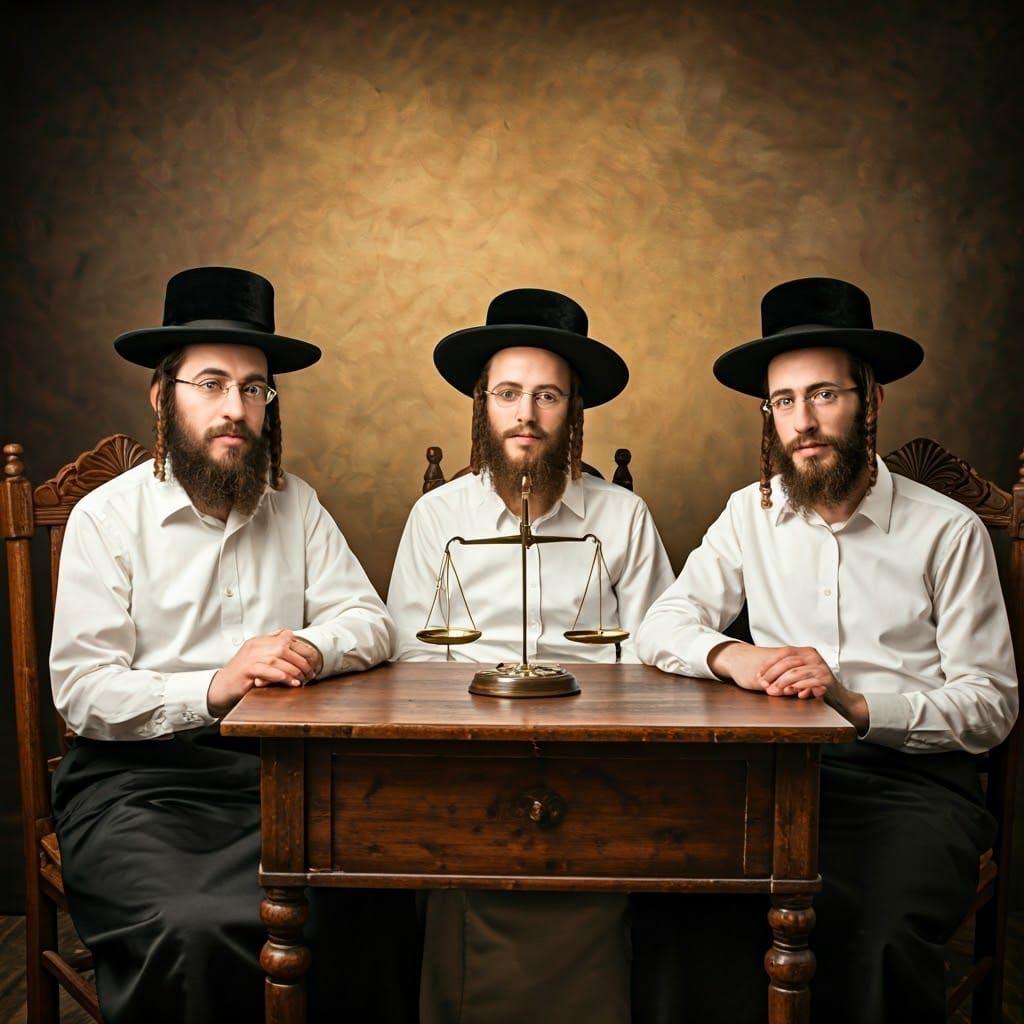Ultra-Orthodox Jews in Traditional Attire, Rembrandt Lightin...
