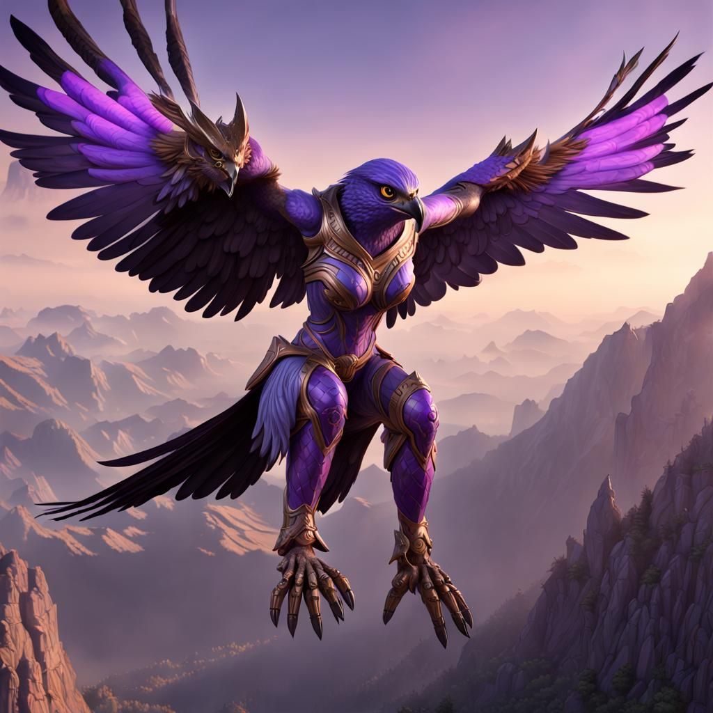 Falcon Humanoid in Dark Fantasy Landscape