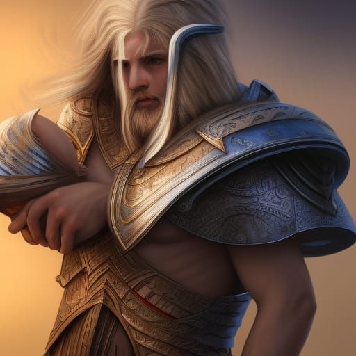 Ancient Greek Warrior with Helmet, Detailed Digital Art