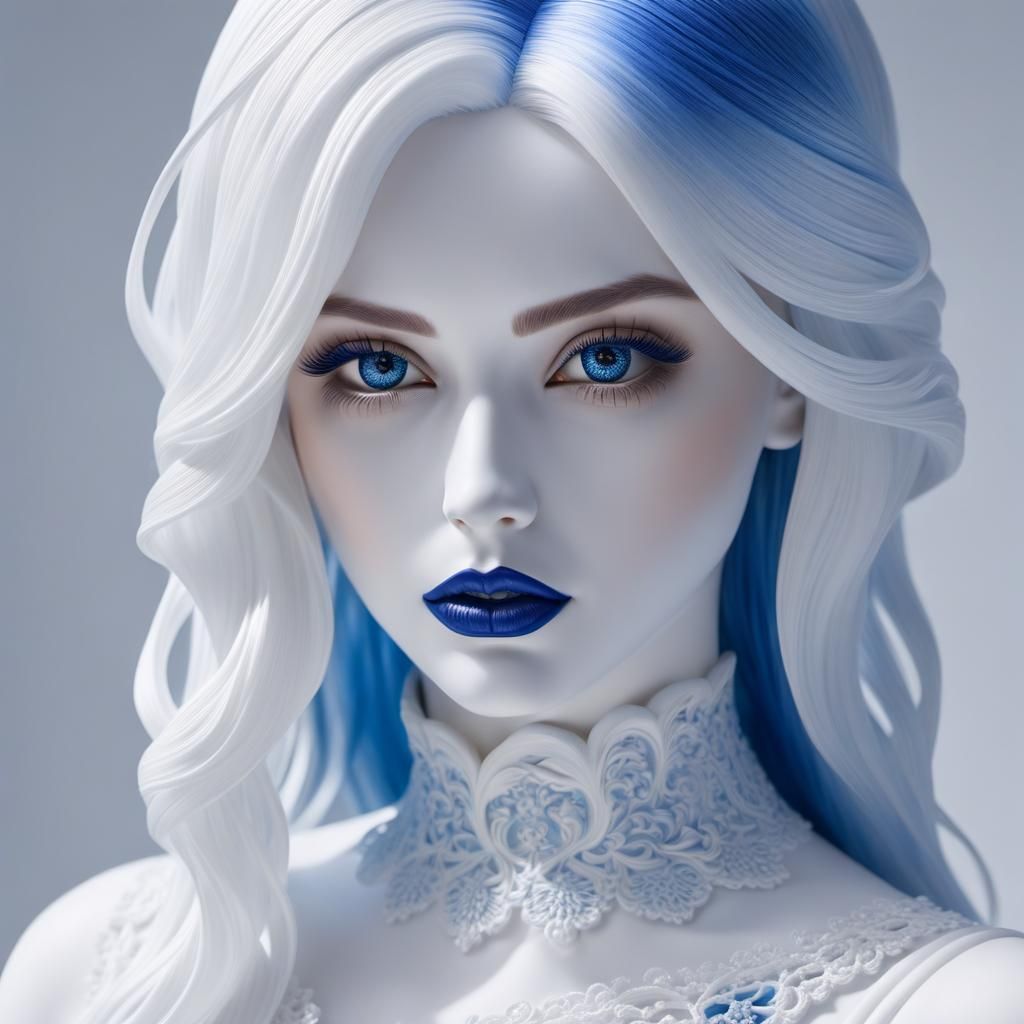 Hyperrealistic Porcelain Girl Sculpture in Digital Art