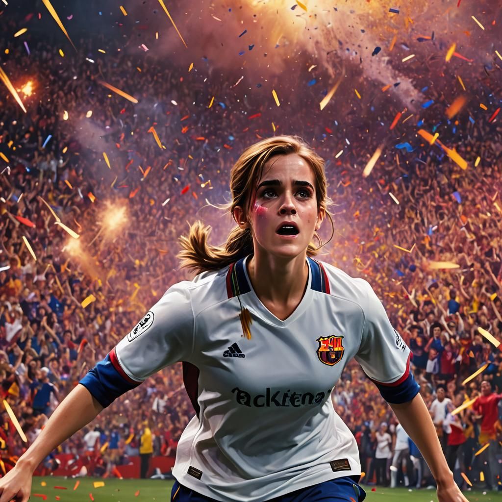 Emma Watson in Barcelona Uniform: Digital Portrait