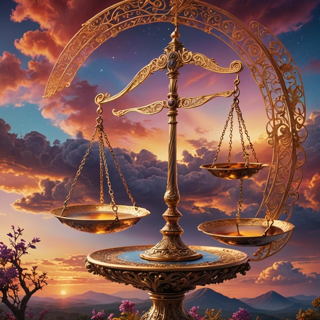 Ethereal Libra Scale: Surreal Fantasy Art