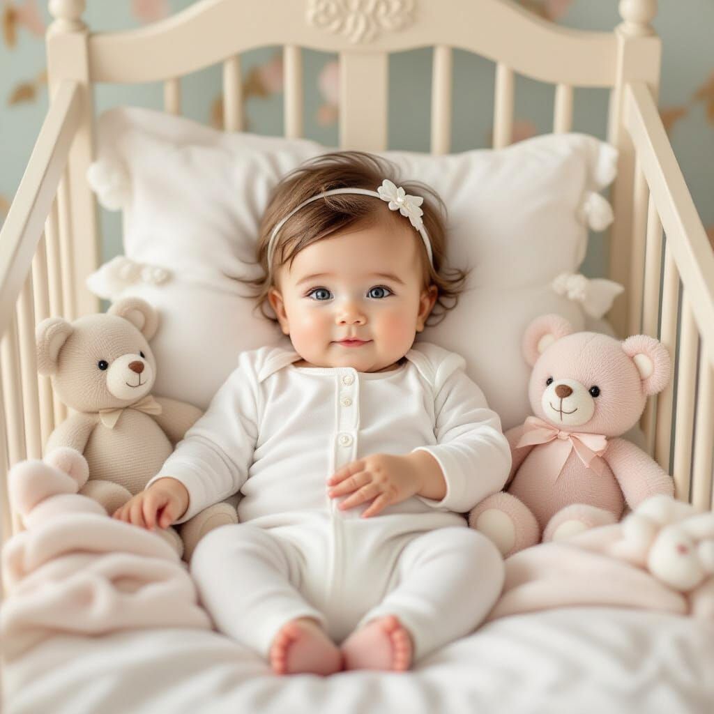 Baby Angel in Crib, Whimsical Art