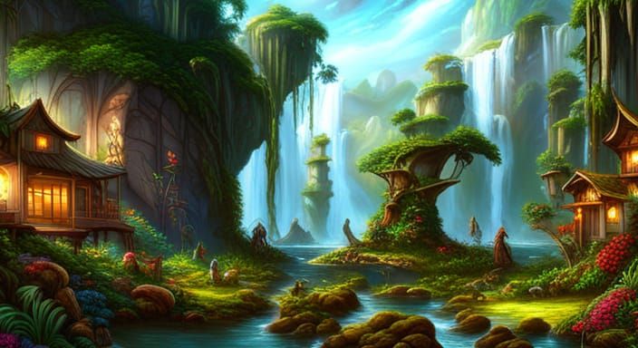 Pandora Planet Landscape with Bioluminescent Flora
