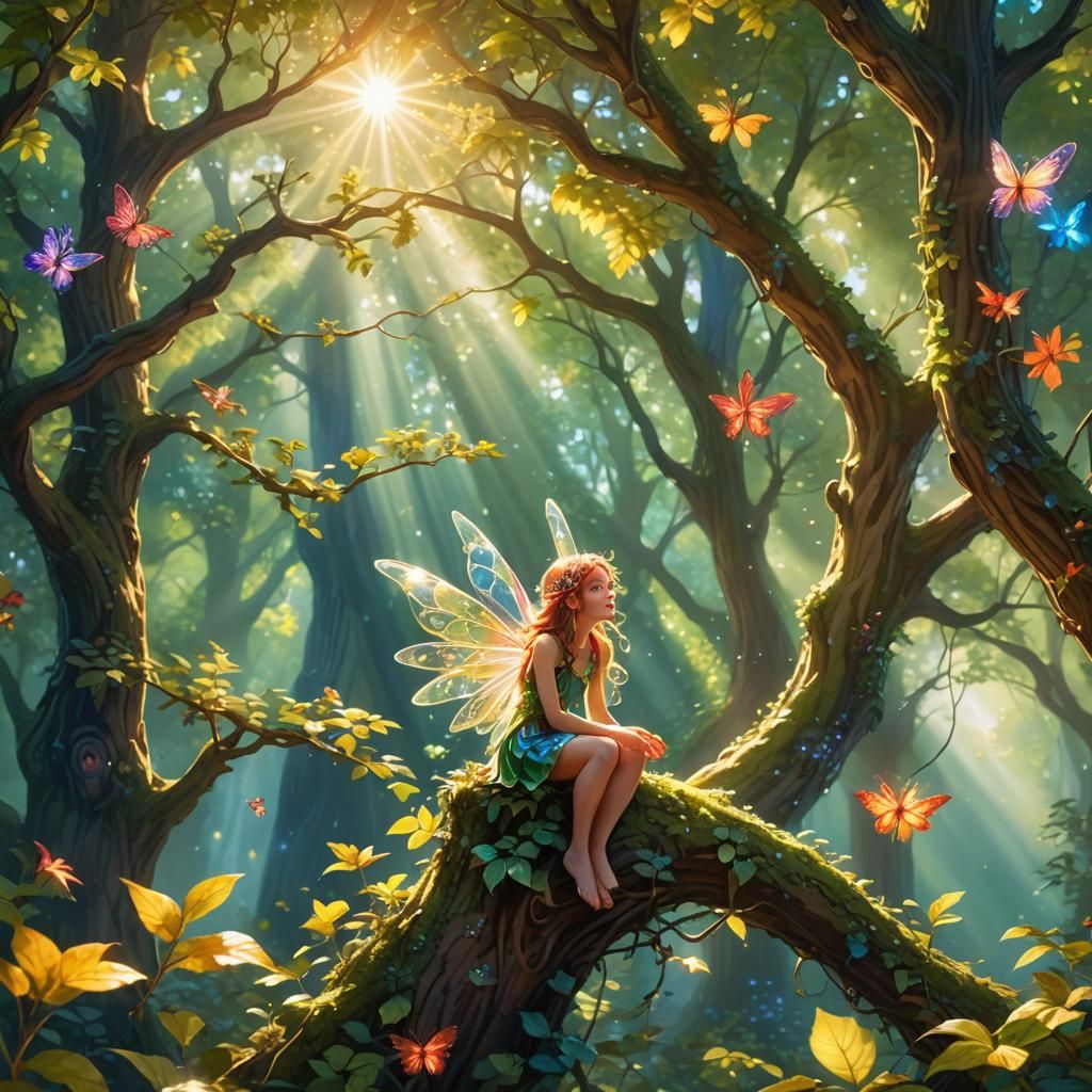 Colorful Fairy Basking in Sunlight