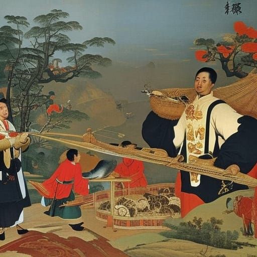 Chairman Mao's Harvest Festival: A Fusion of Art Styles