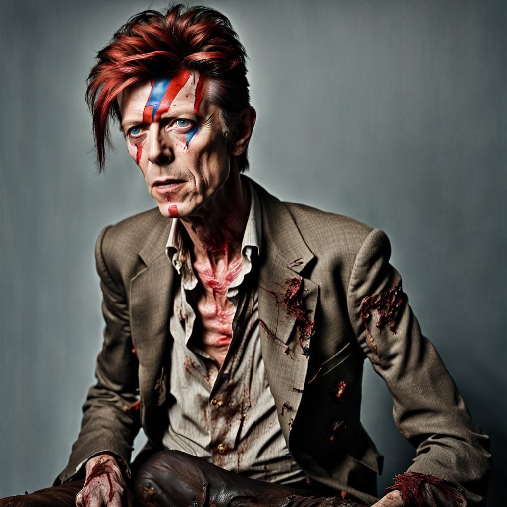 Zombie David Bowie Portrait in The Last of Us Style