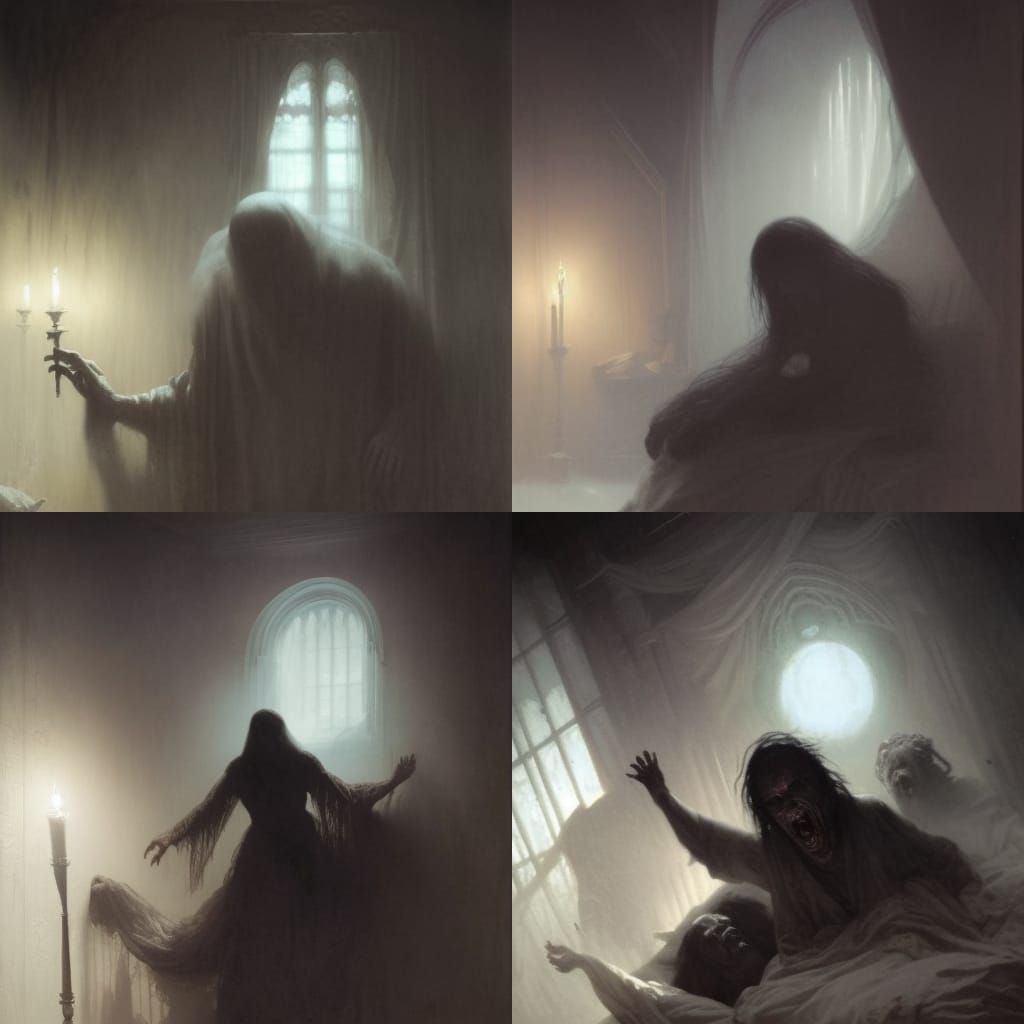 Terrifying Monster Under Bed, Gothic Horror Style