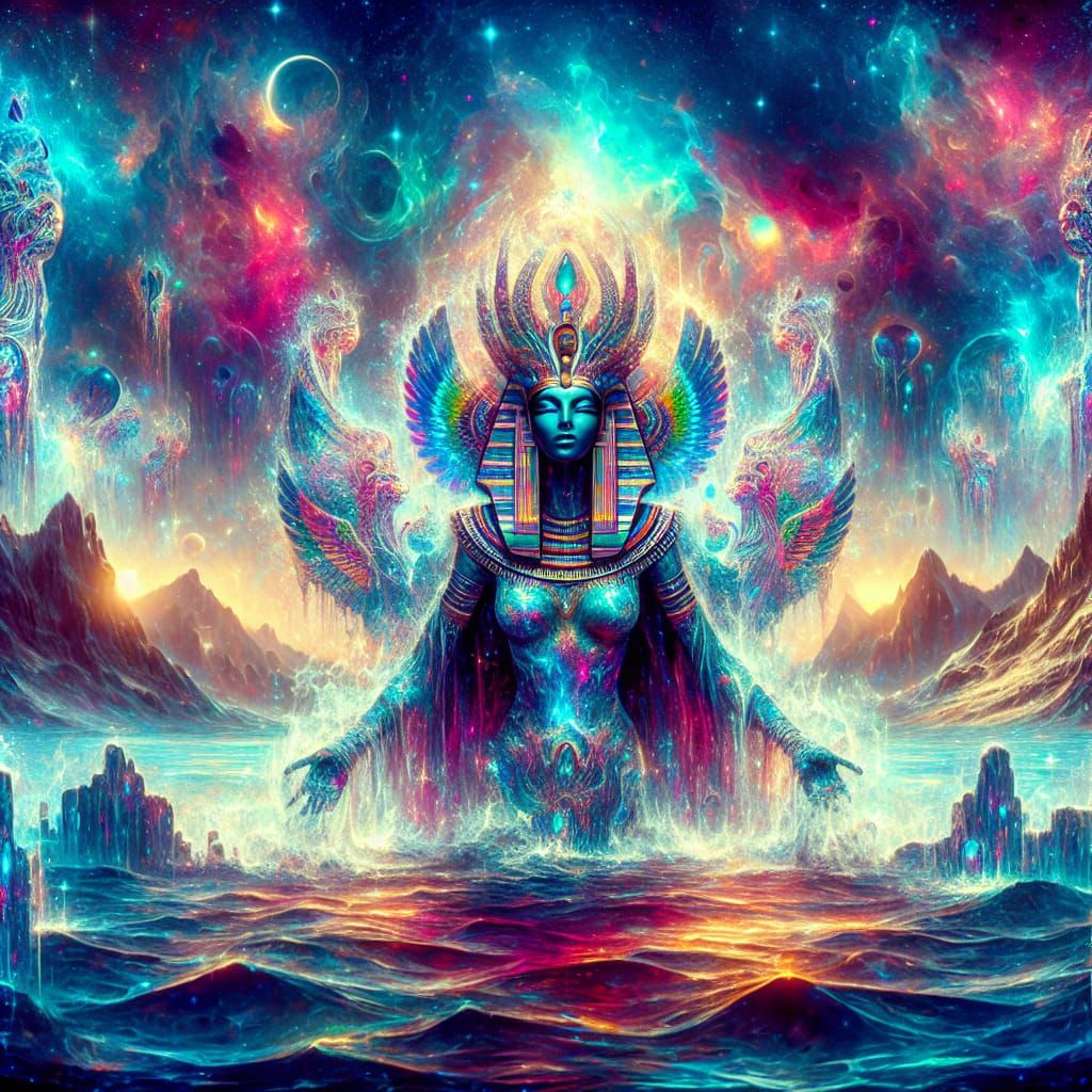 Sekhmet Emerges: Astral Deity in Mixed Media