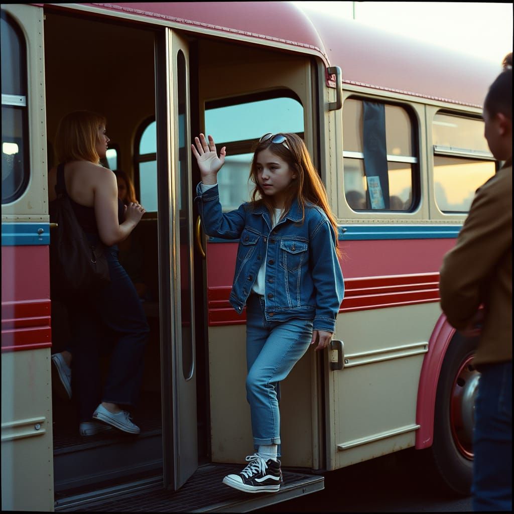 Farewell on Film: Tearful Goodbye at Vintage Bus Stop