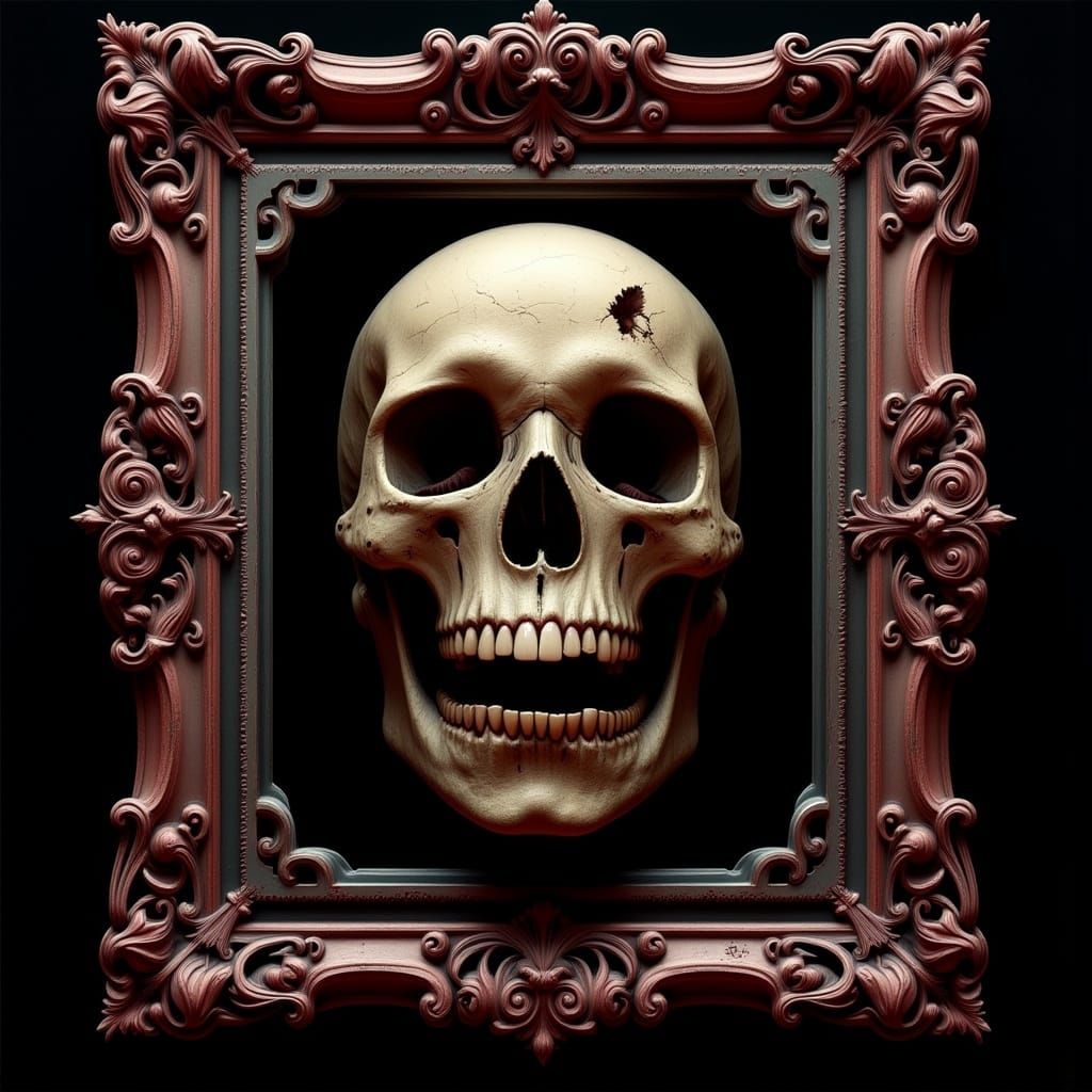 Ornate Skull in Baroque Macabre Style