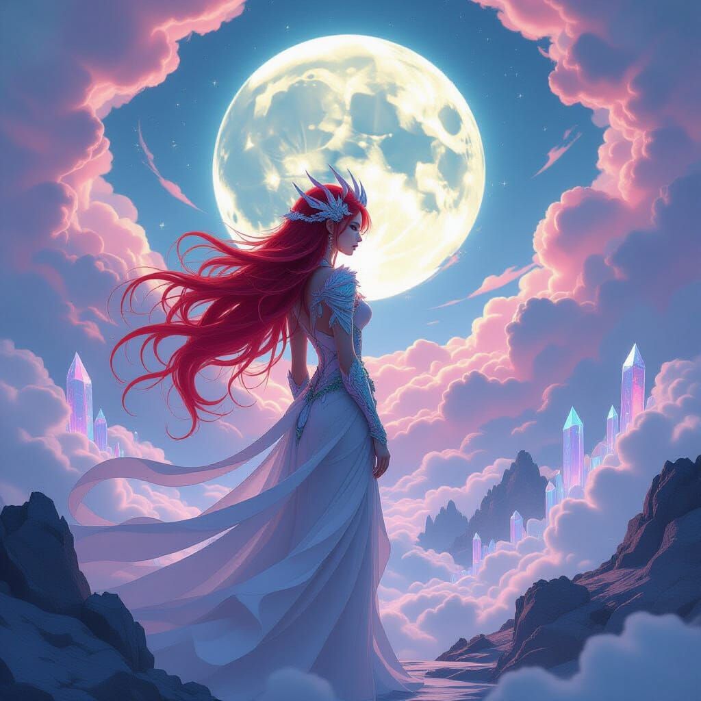 Dragon Girl in Surreal Pastel Dreamscape