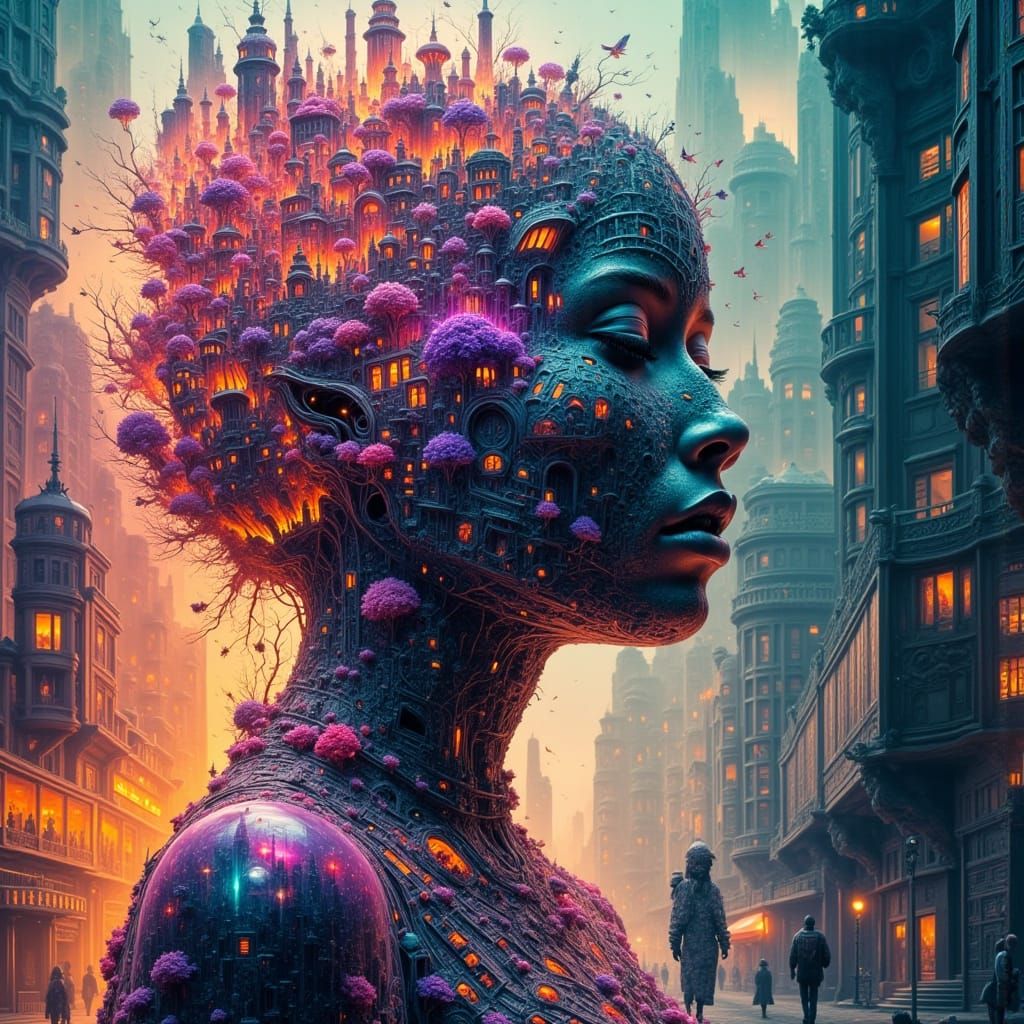 Surreal Figure in Contrasting Dreamlike Environments