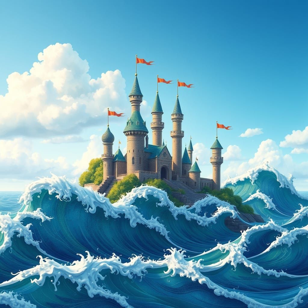 Whimsical Fantasy Castle in Vibrant Children's Illustration ...