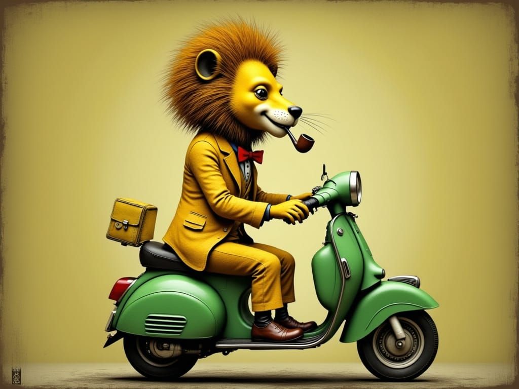 Dandy on his Vespa