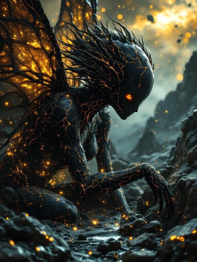 Ethereal Asteroid Fairy with Golden Details