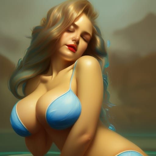Detailed Pin-Up Girl in Ethereal Digital Art