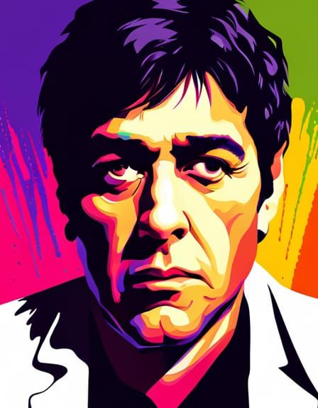 Scarface Pop Art Screen Print in Bauhaus Style