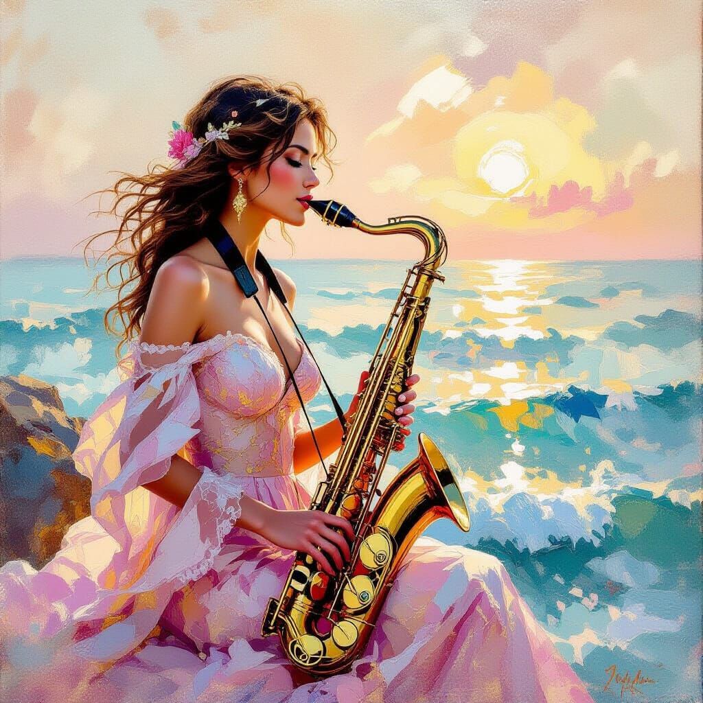 Saxophone Player in Metamodern Style