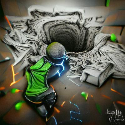 Falling Figure in Hyperdetailed Digital Art