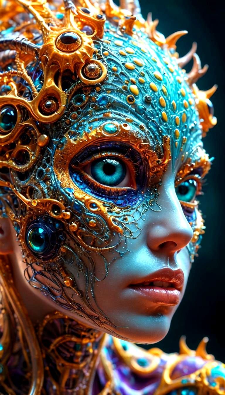 Hyperrealistic Surreal Psychedelic Entity Unfolds in Vibrant...