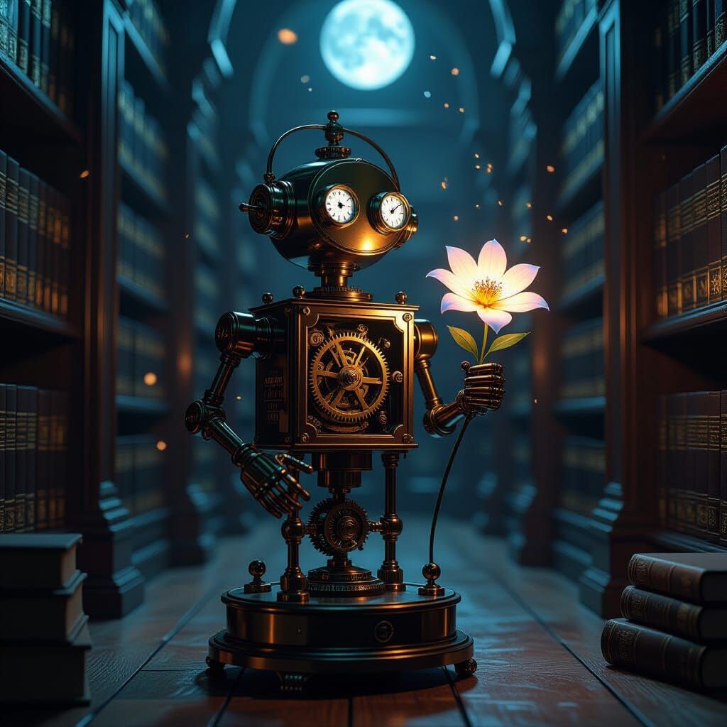Automaton with Clockwork Heart in Art Nouveau Style Library