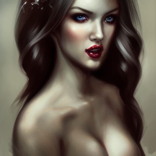 Seductive Dark Temptress Portrait in Hyperdetailed Style