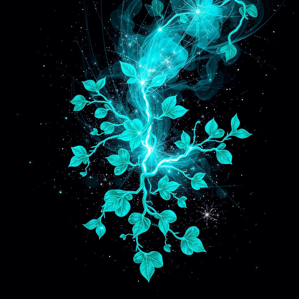 Turquoise Jade Vine in Glitchcore Style