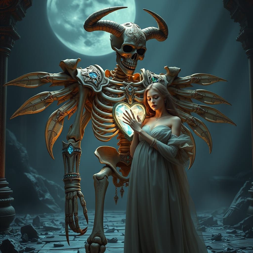 Ornate Skeletal Figure with Jeweled Armor