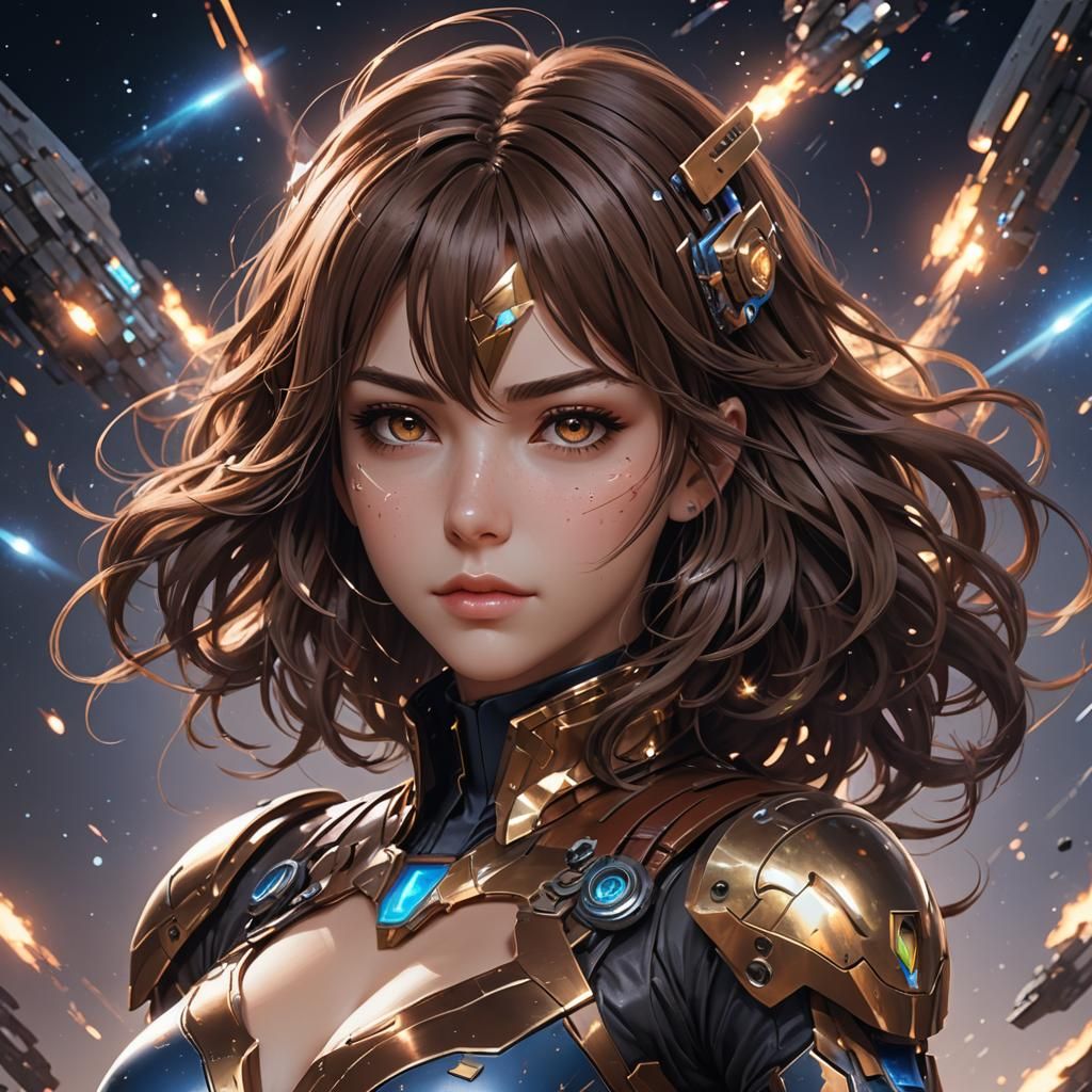 Cosmic Warrior Girl in Detailed 3D Anime Art
