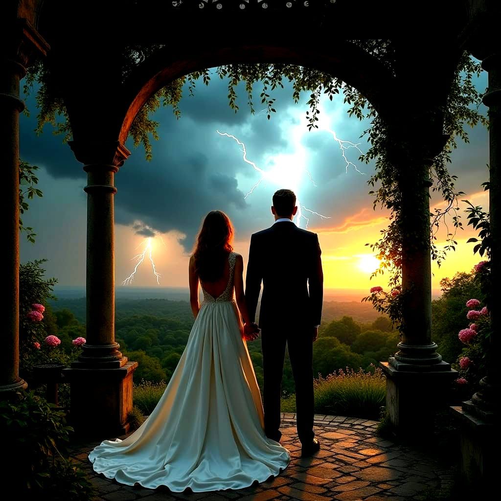 Romantic Couple Basks in the Tension of a Stormy Night in a ...