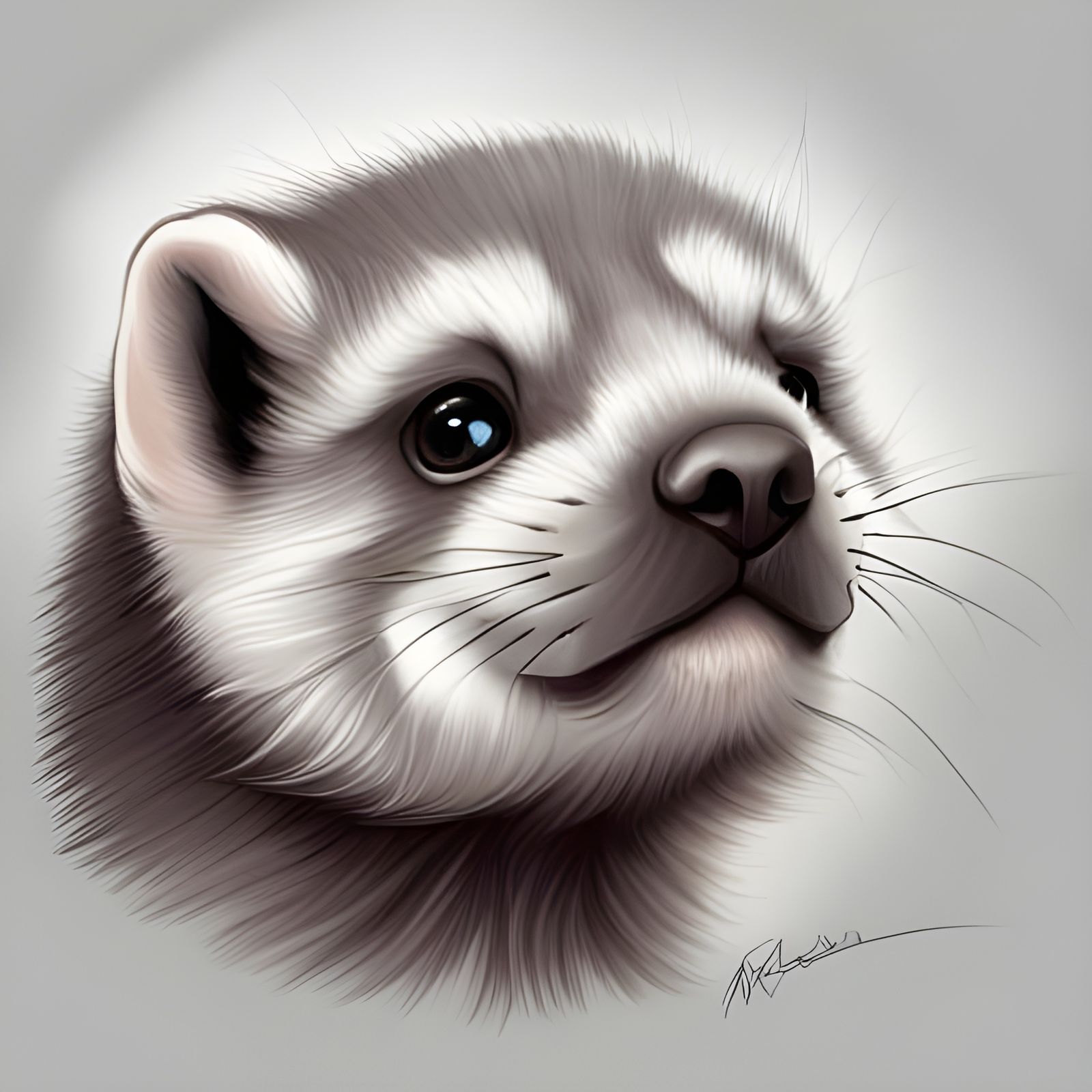 Realistic Ferret Portrait
