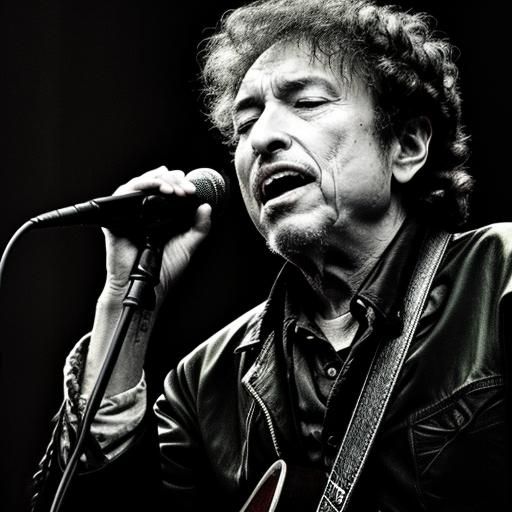 Hyperrealistic Image of Bob Dylan Singing