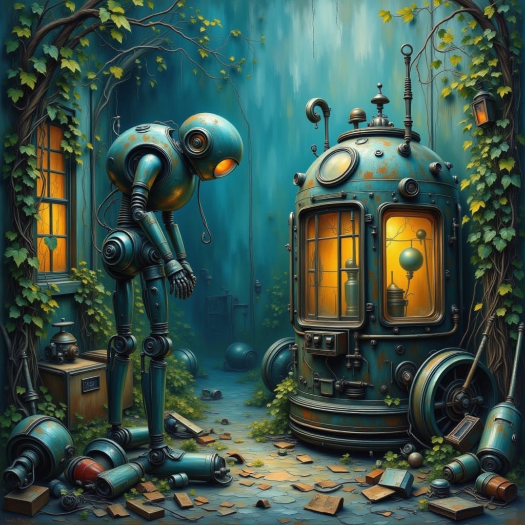 Android Finds Abandoned Space Capsule in Moody Dystopian Sce...