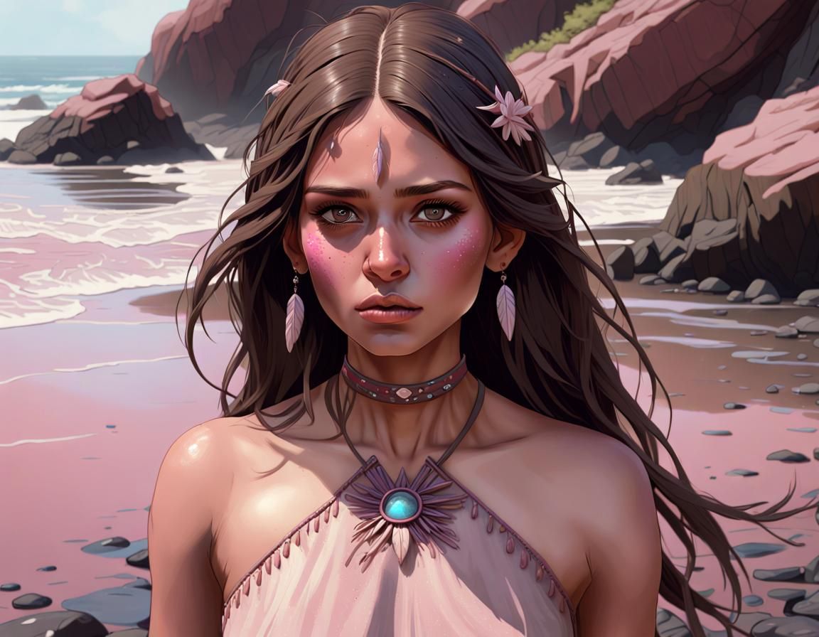 Native American Woman Portrait in Digital Art Style