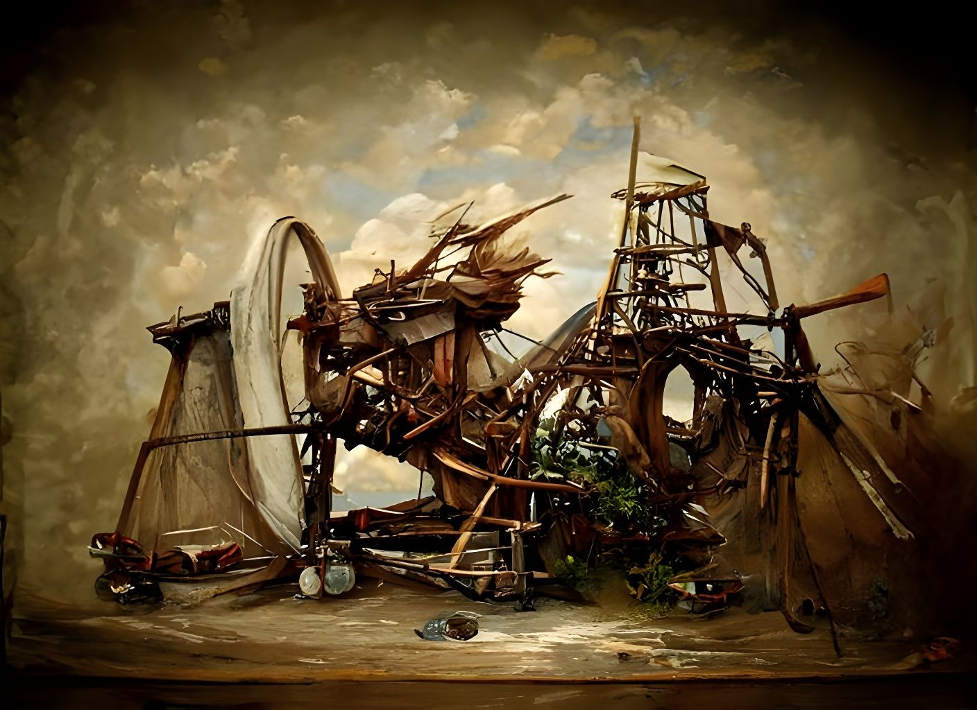 Intricate Windpunk Machine in Hyperdetailed Painting Style
