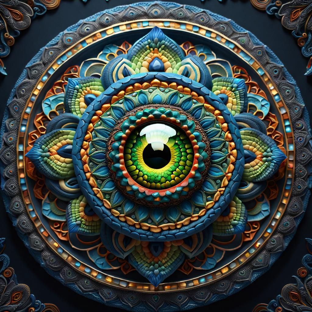Detailed Mandala Snake Eye in CGI
