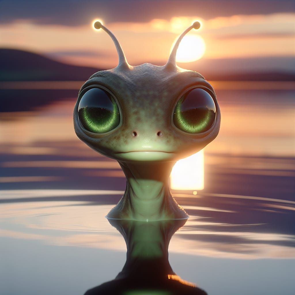 Enchanting Lochness Monster Emerges from Scotland's Glassy W...