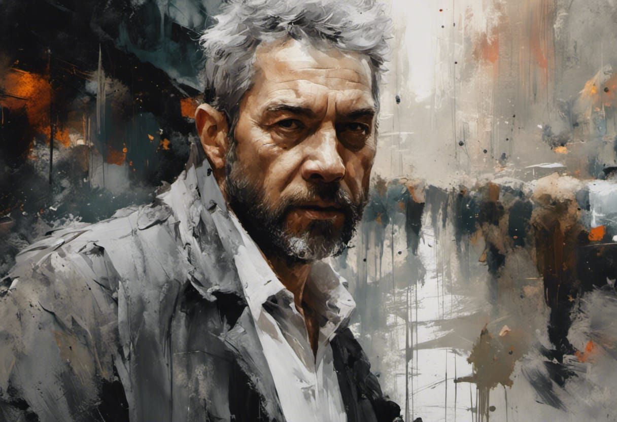 Handsome Man Portrait in Textured Speedpaint Style