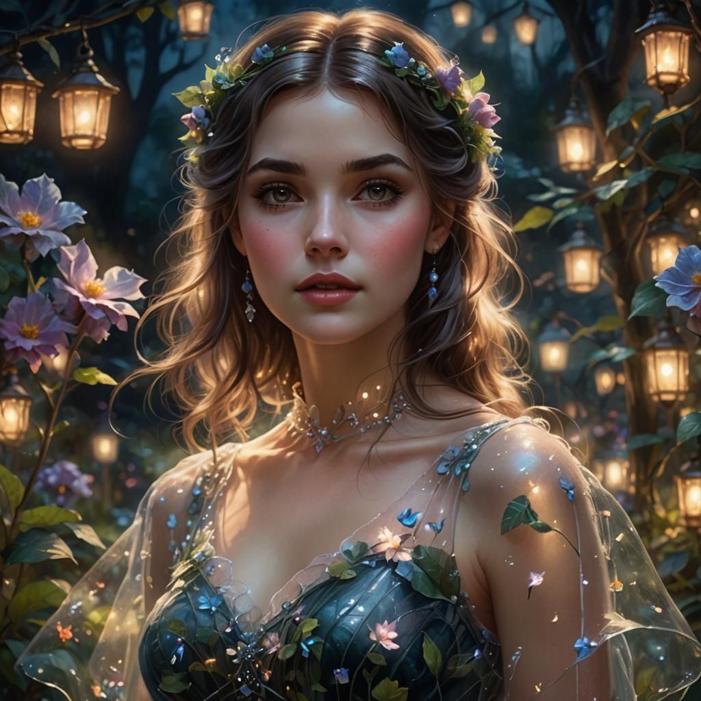 Ethereal Night Garden Fairy in Hyperdetailed Fantasy