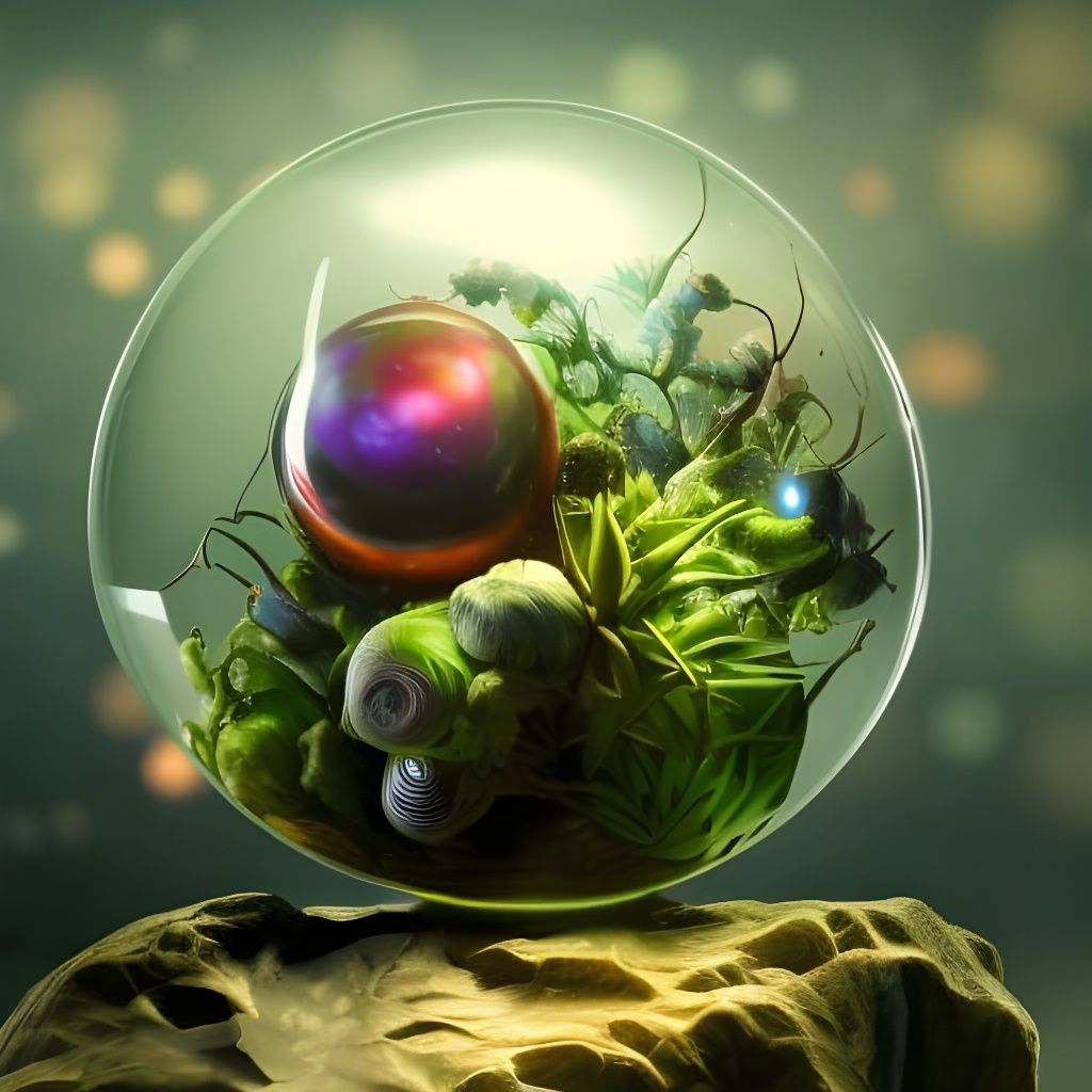 Mesmerizing Cosmic Alien Plant in Glass Box