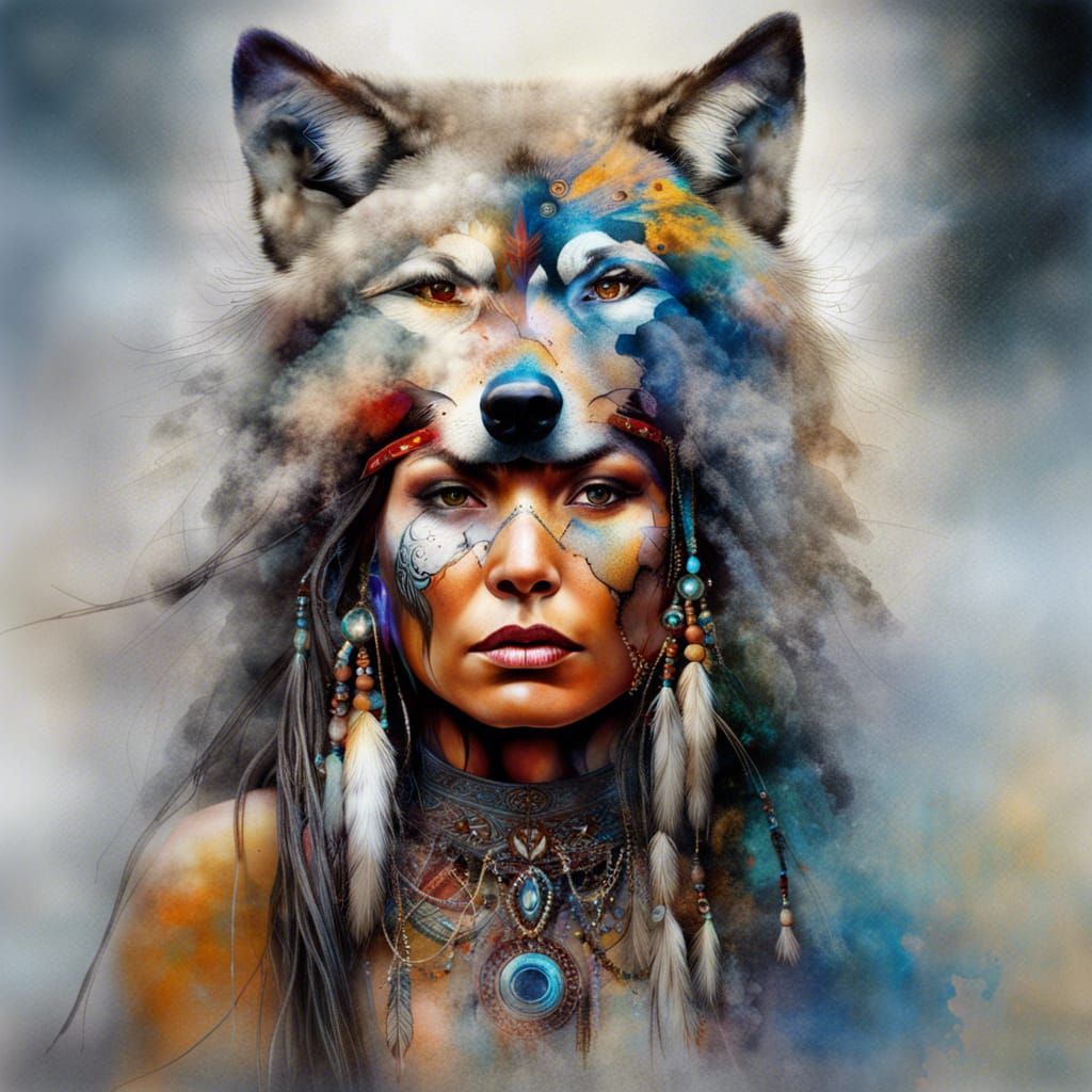 Mystical Shaman Woman Portrait in Hyperrealism