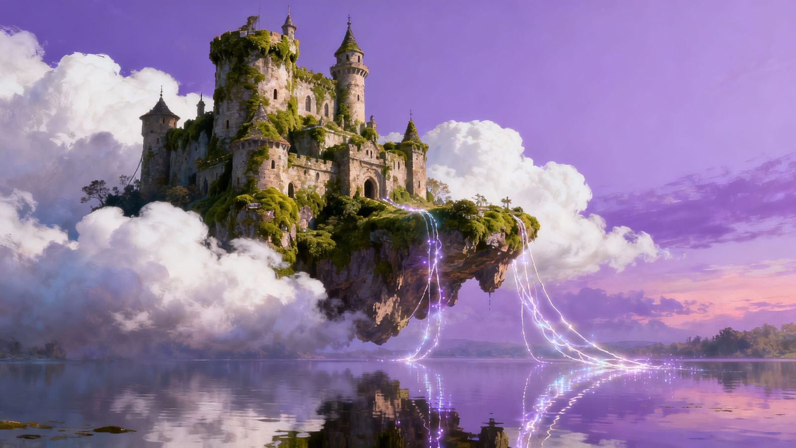 Floating Castle in Lavender Sky