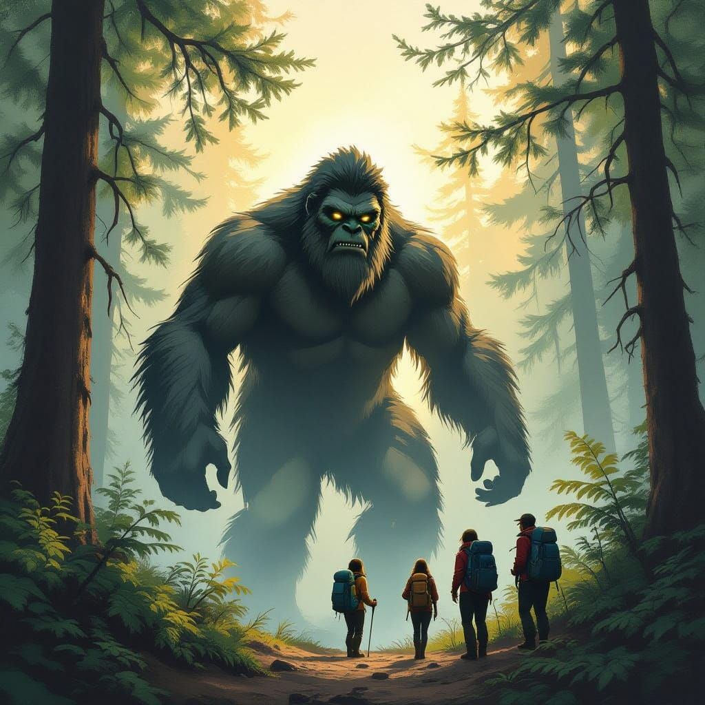 Bigfoot Emerges from Olympic Forest Mist in Washington State