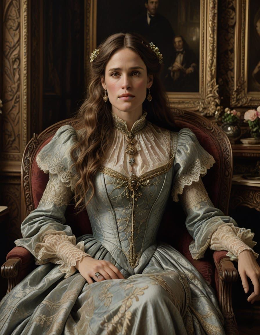 Elegant Victorian Lady in Opulent Parlor