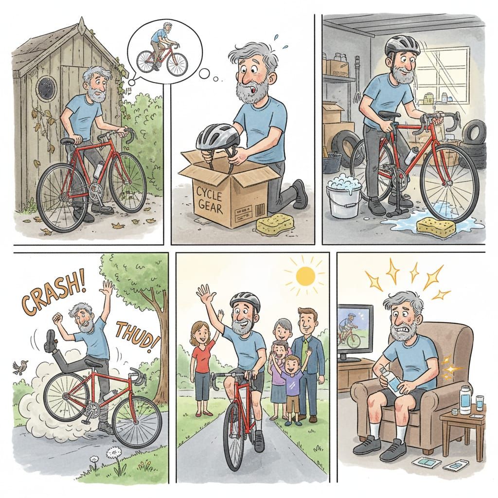 Man's Return to Cycling: A Humorous Montage