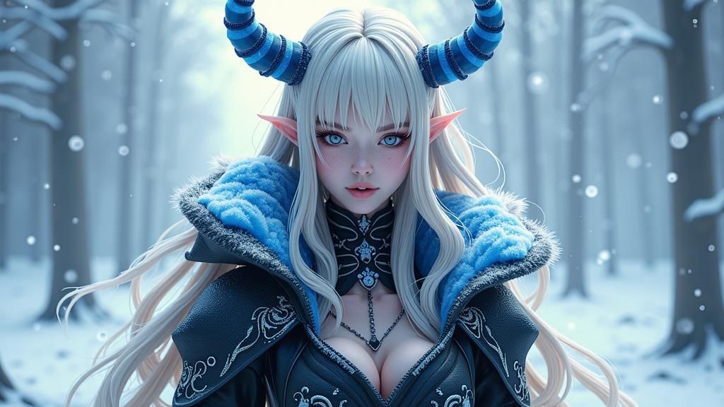 Icy Anime Devil Concept Art in 3D