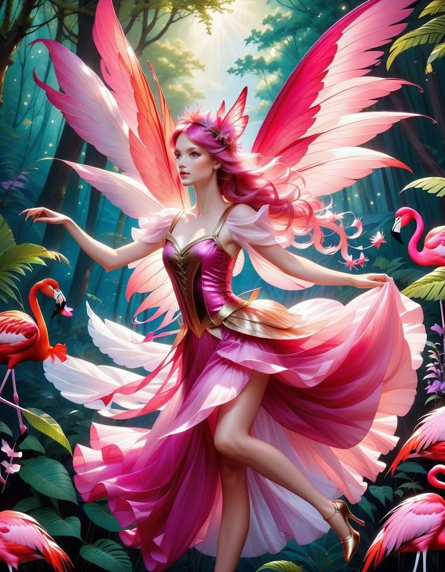 Fantasy Fairy in Fuchsia Forest Fable